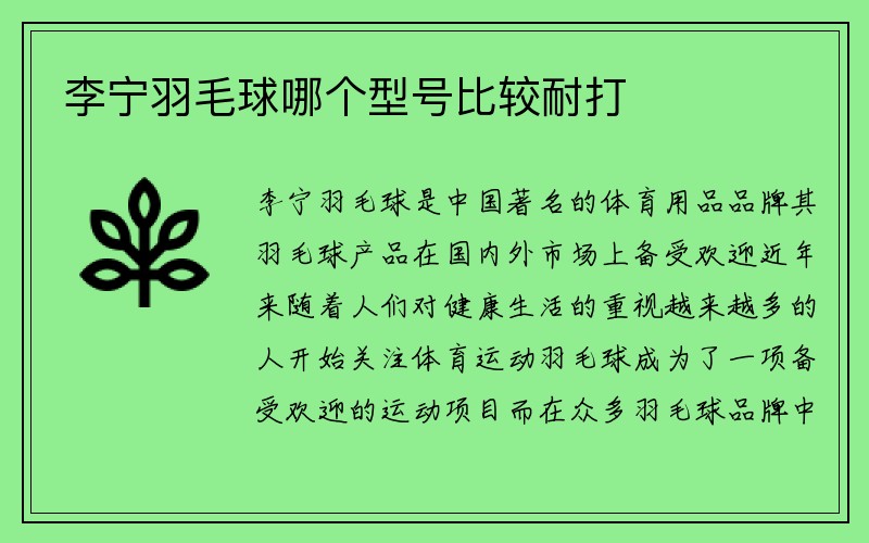 李宁羽毛球哪个型号比较耐打