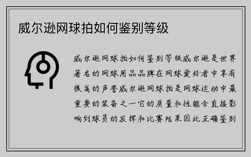 威尔逊网球拍如何鉴别等级