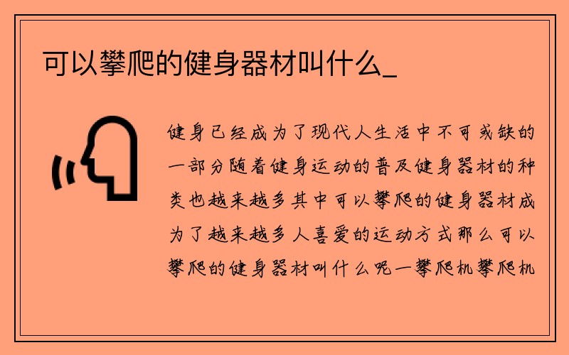 可以攀爬的健身器材叫什么_