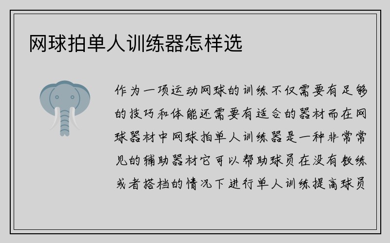 网球拍单人训练器怎样选